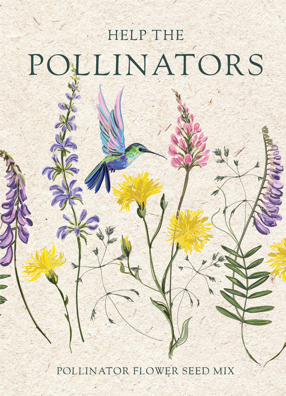 Help Pollinators Kraft Hummingbird seed packet