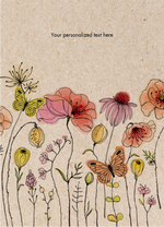 Floral design with butterflies on a textured beige background