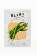 Front of heirloom Provider Bush bean seed packet.