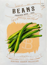 Front of heirloom Provider Bush Beans seed packet.