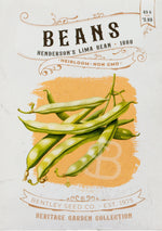 Front of heirloom Henderson's Lima Bean seed packet.