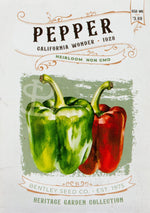 Front of heirloom California Wonder Pepper seed packet.