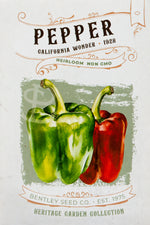 Front of heirloom California Wonder Pepper seed packet.
