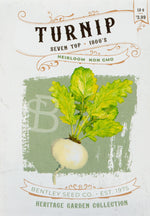 Front of heirloom Seven Top Turnip seed packet.