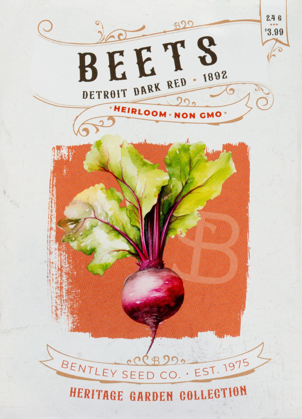 Front of Detroit Dark Red Beet seed packet.