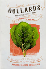 Front of heirloom Southern Giant Collards Seed Packet.
