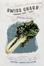 Front of heirloom Fordhook Giant Swiss Chard seed packet.