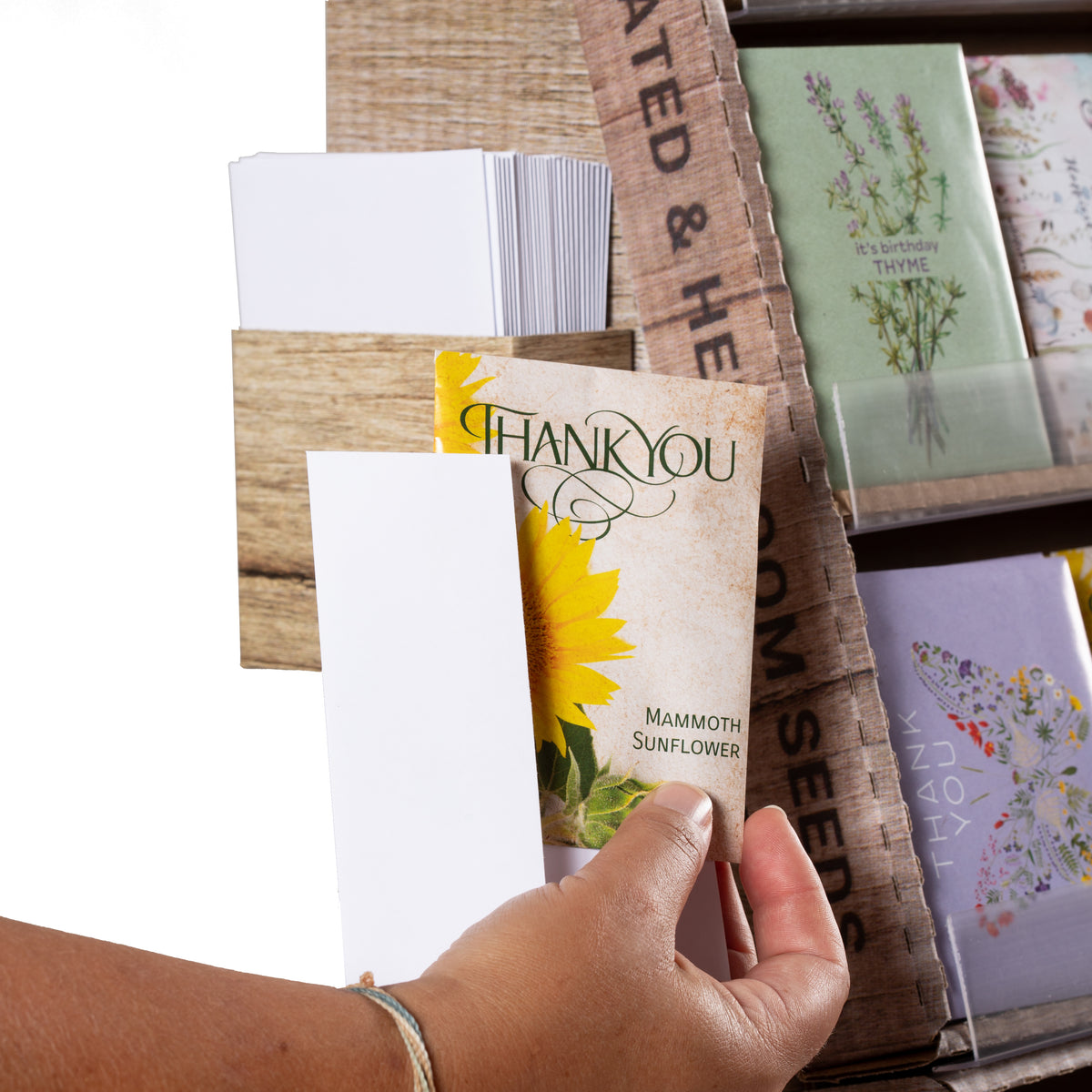 Envelope Holder for Bentley Retail POS Display with 150 White Seed Packet Envelopes seed packet