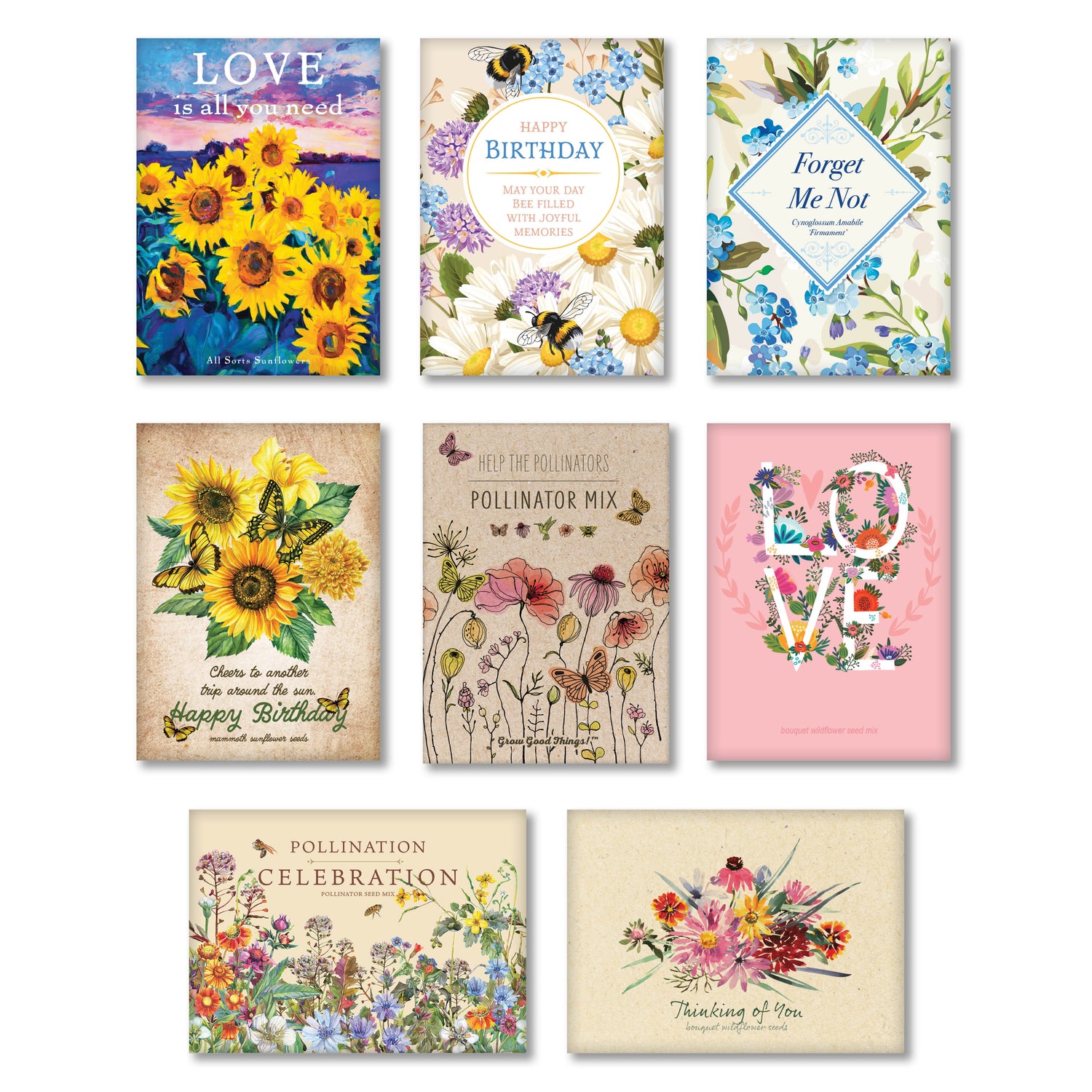 Bulk 250 Piece Florist Favor Seed Packet Retail Seed Packet Cards flower seeds