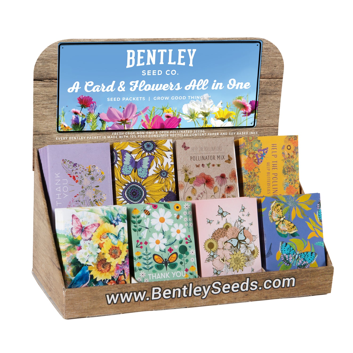 250 Piece Butterfly Favor Seed Packet Retail POS Corrugated Display flower seeds