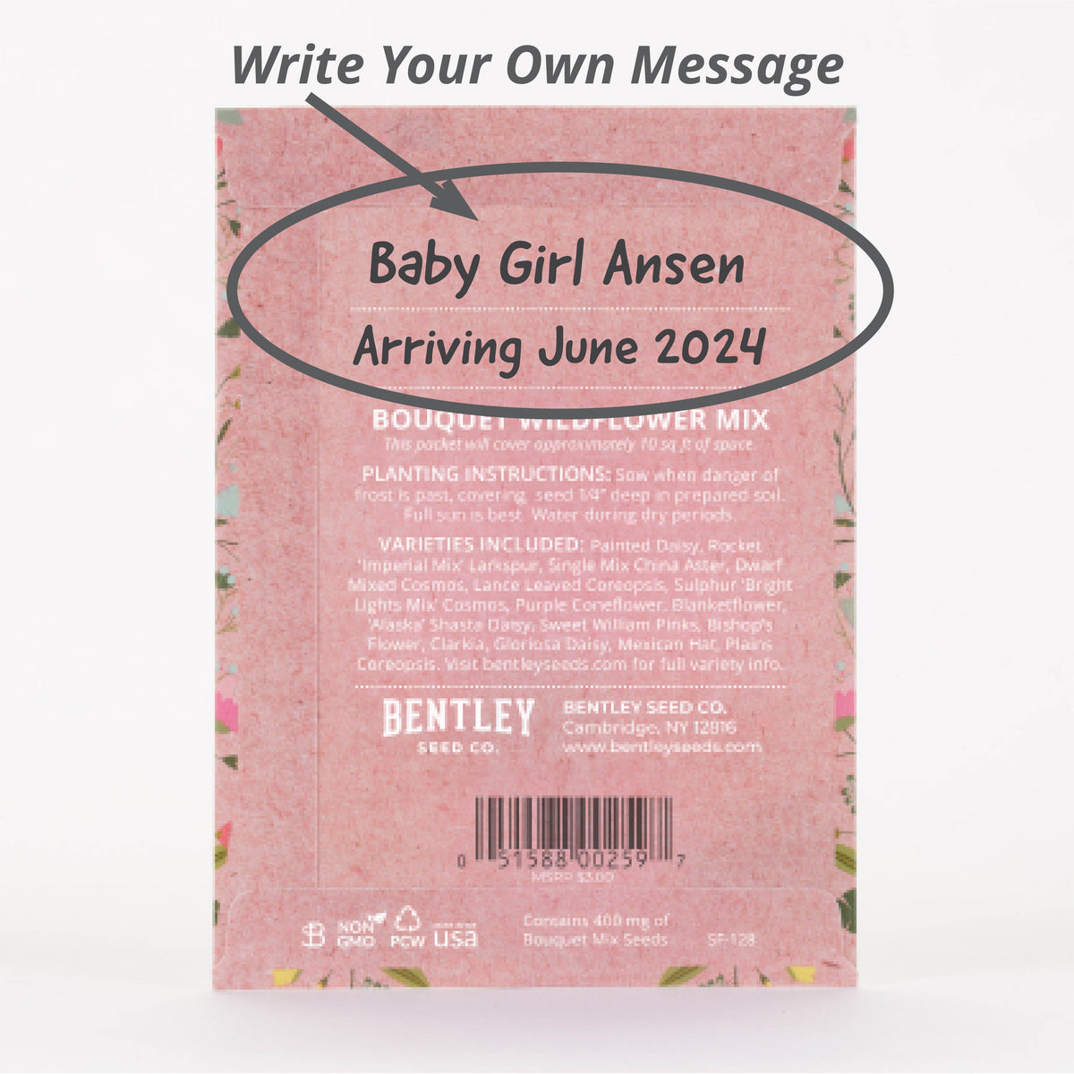 Oh Baby Baby Shower Pink flower seeds