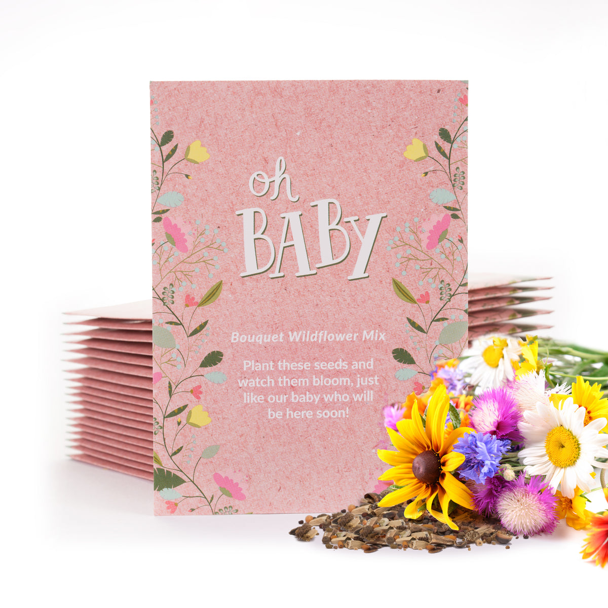 Oh Baby Baby Shower Pink flower seeds