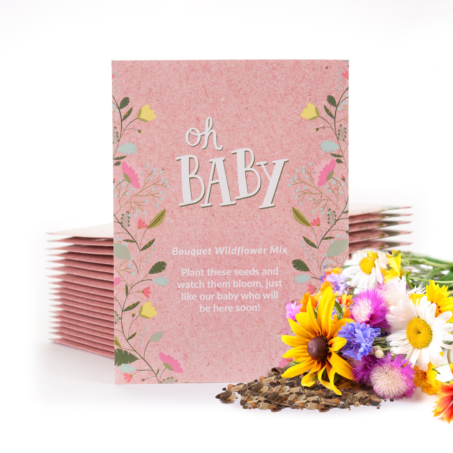 Oh Baby Baby Shower Pink flower seeds
