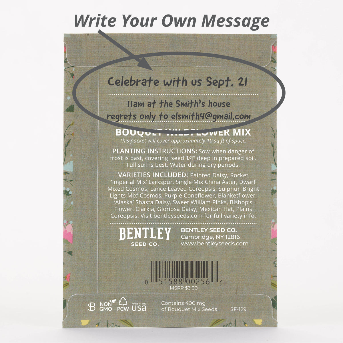 Oh Baby Baby Shower Sage Green seed packet