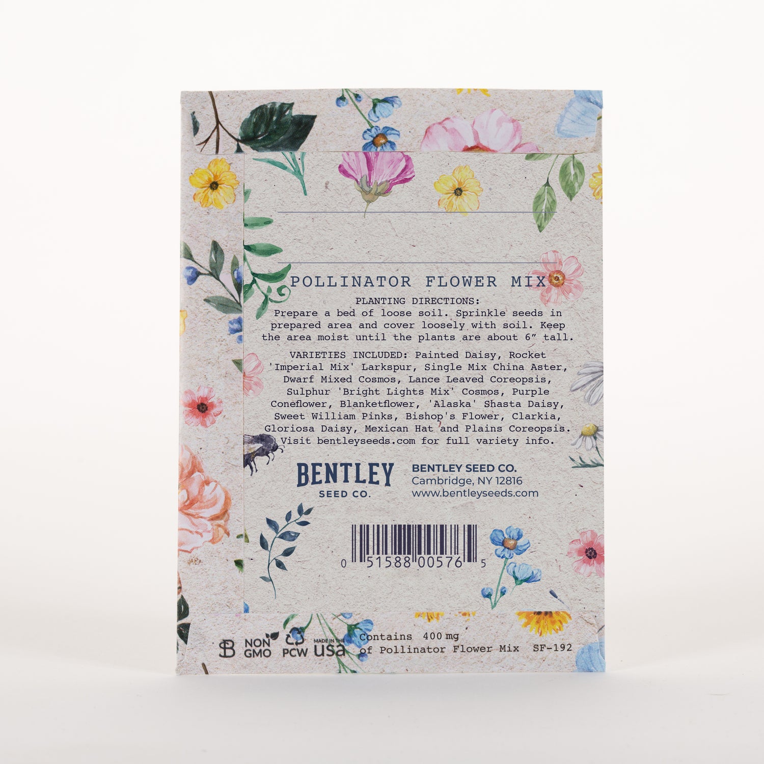 Help Pollinators Kraft Bee seed packet