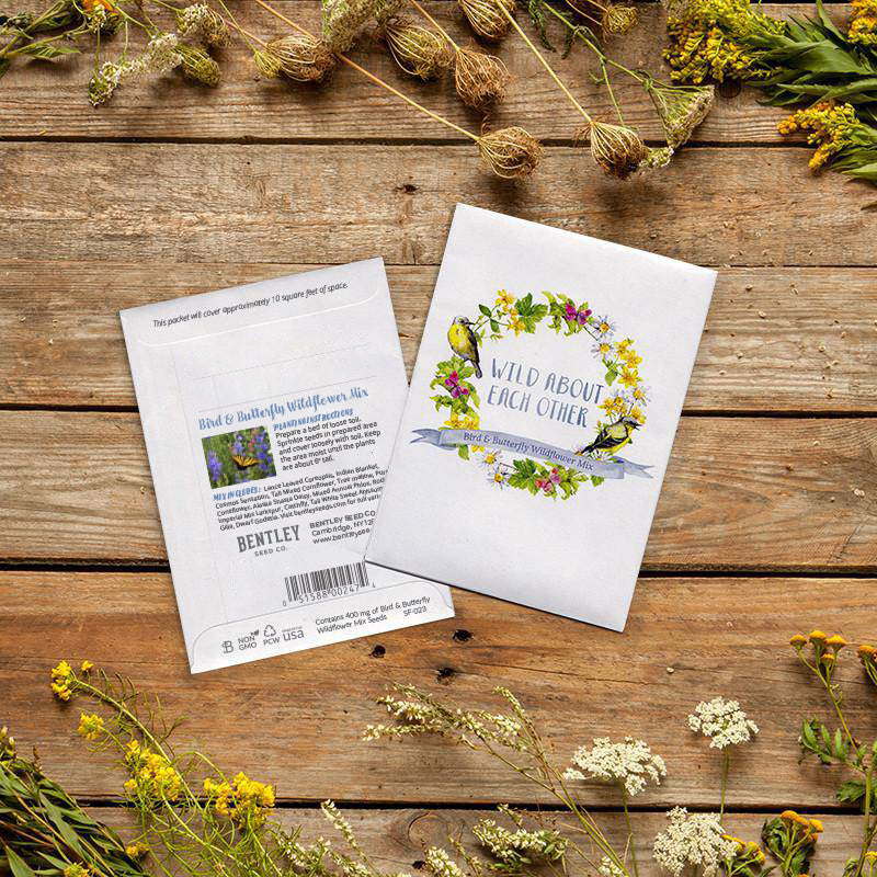 Wild About Each Other Bird & Butterfly Flower Seed Favor seed packet