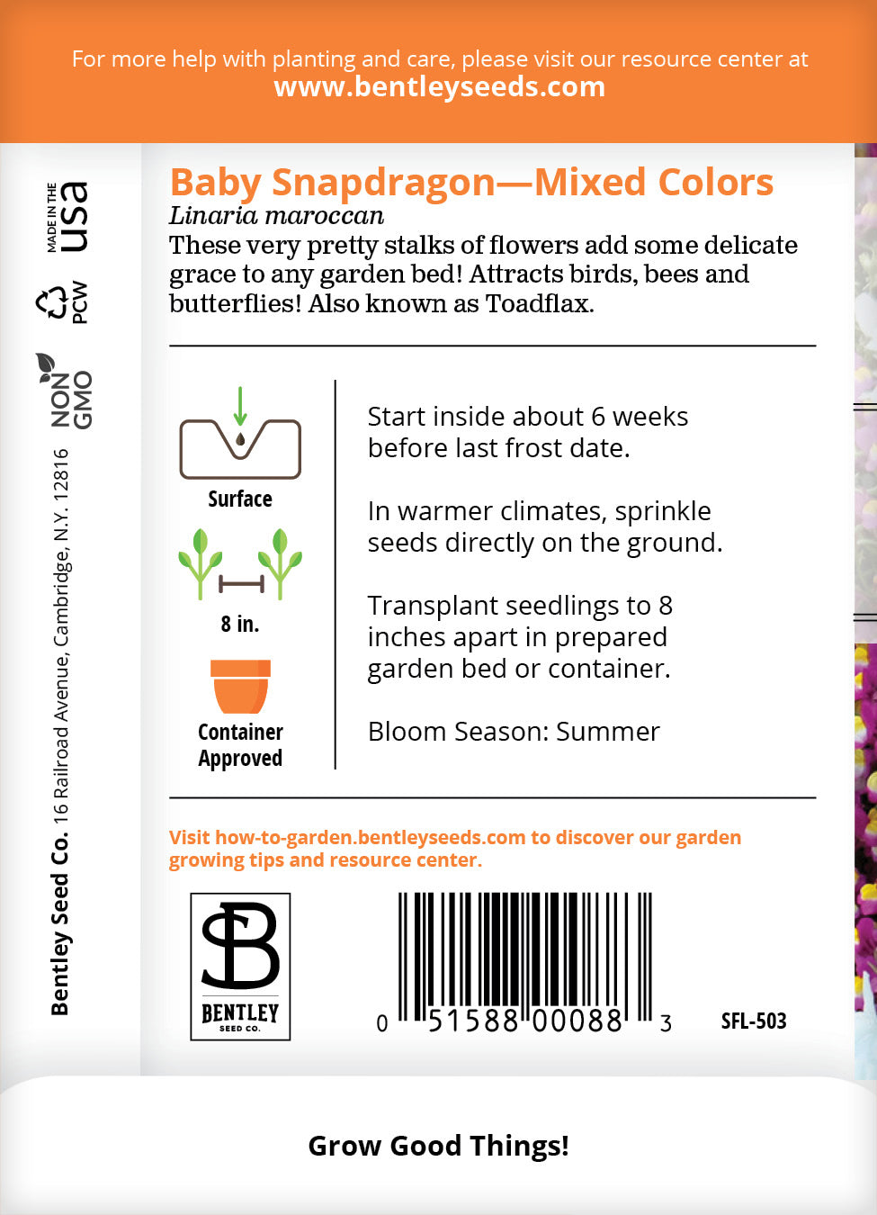 Baby Snapdragon seed packet