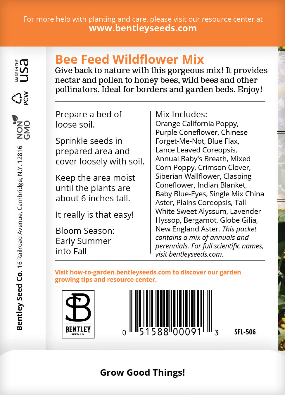Wildflower, Bee Feed Wildflower Mix Seed Packets garden seeds