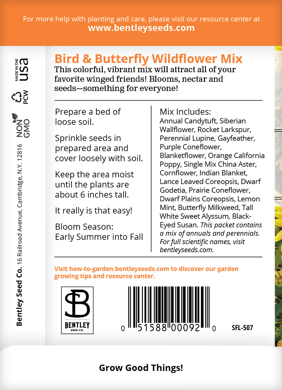 Wildflower, Bird & Butterfly Wildflower Mix Seed Packets garden seeds