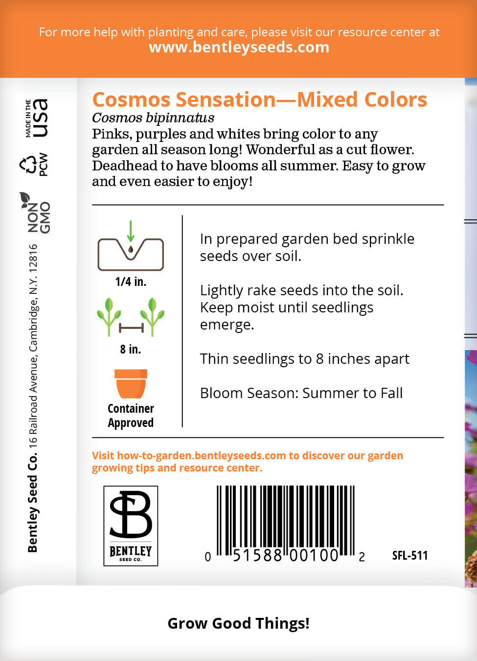 Cosmos, Sensation Seed Packets flower seeds