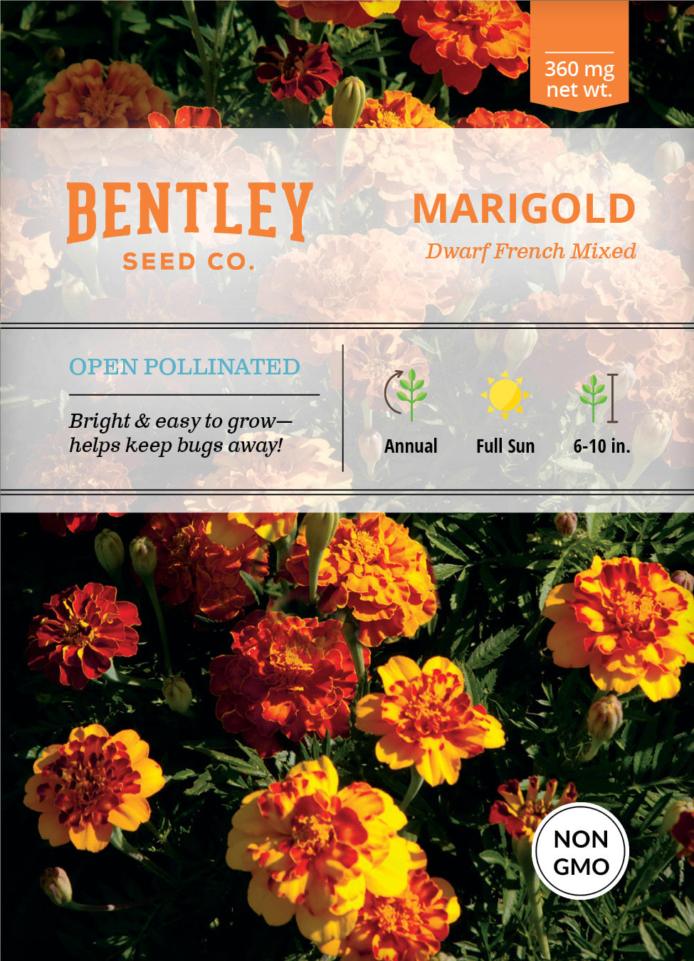 Marigold, Dwarf French Mix Seed Packets flower seeds