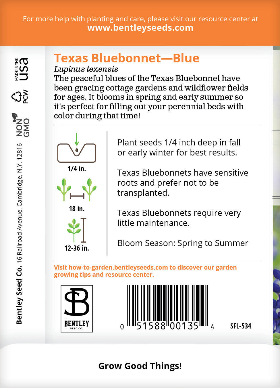 Texas Bluebonnet Seed Packets seed packet