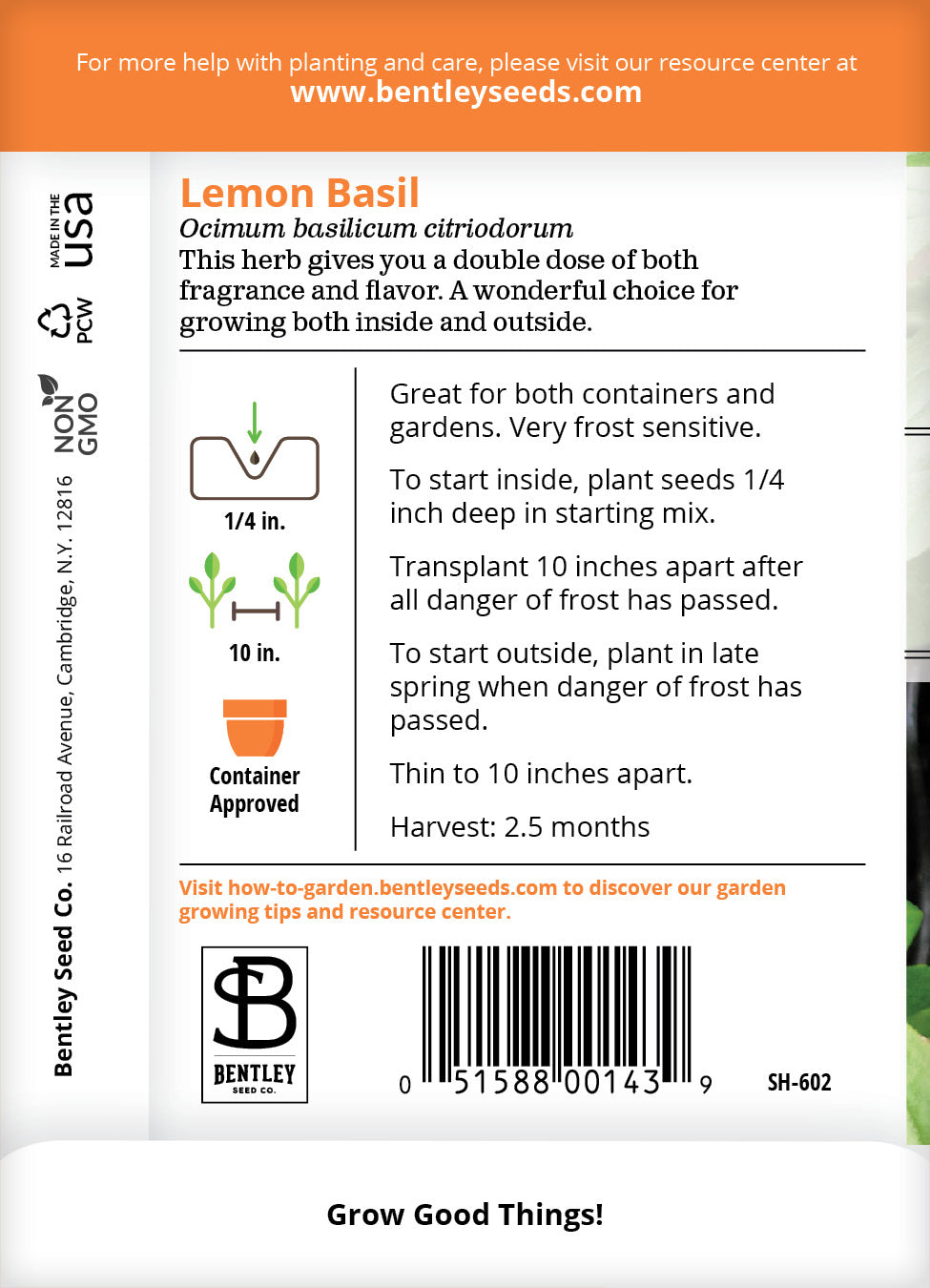 Basil, Lemon Seed Packets flower seeds