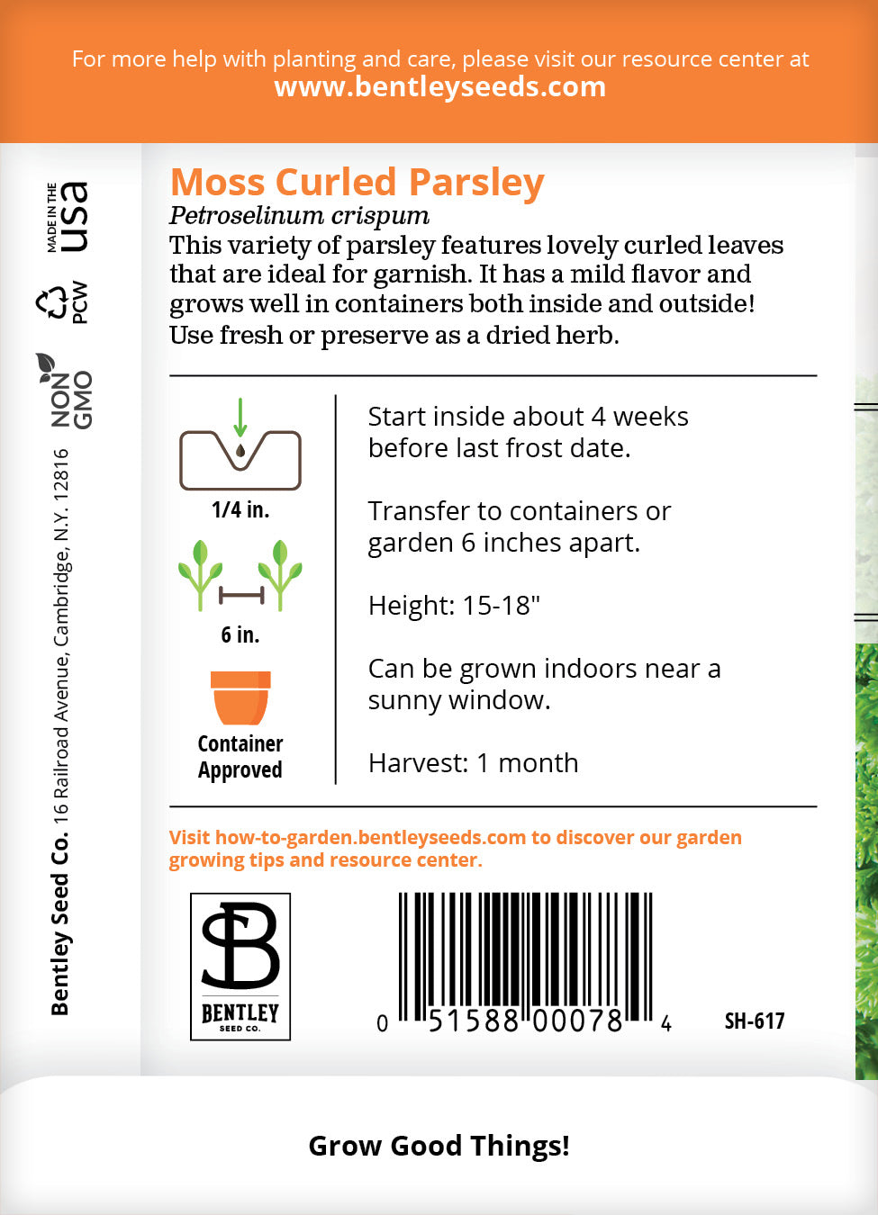 Parsley, Moss Curled Seed Packets flower seeds