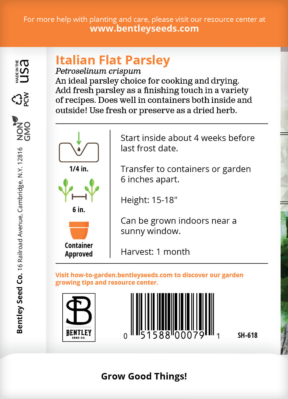 Parsley, Plain Italian Seed Packets seed packet