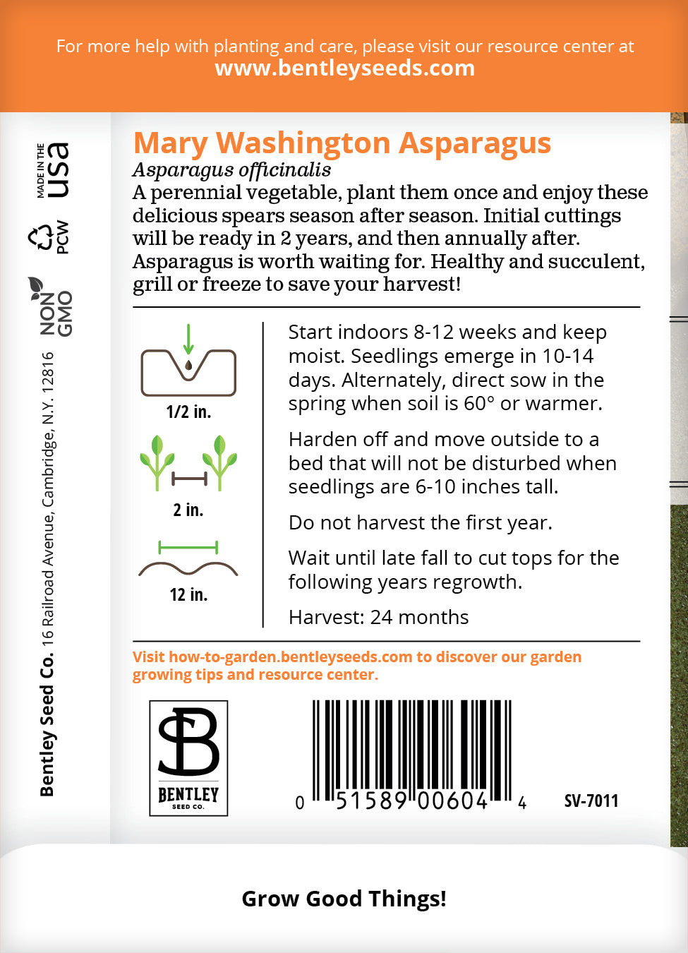 Asparagus, Mary Washington Seed Packets garden seeds