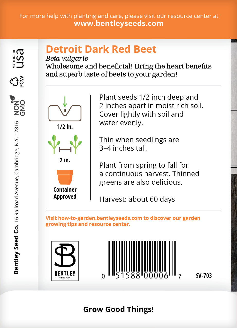 Beets, Detroit Dark Red Seed Packets seed packet