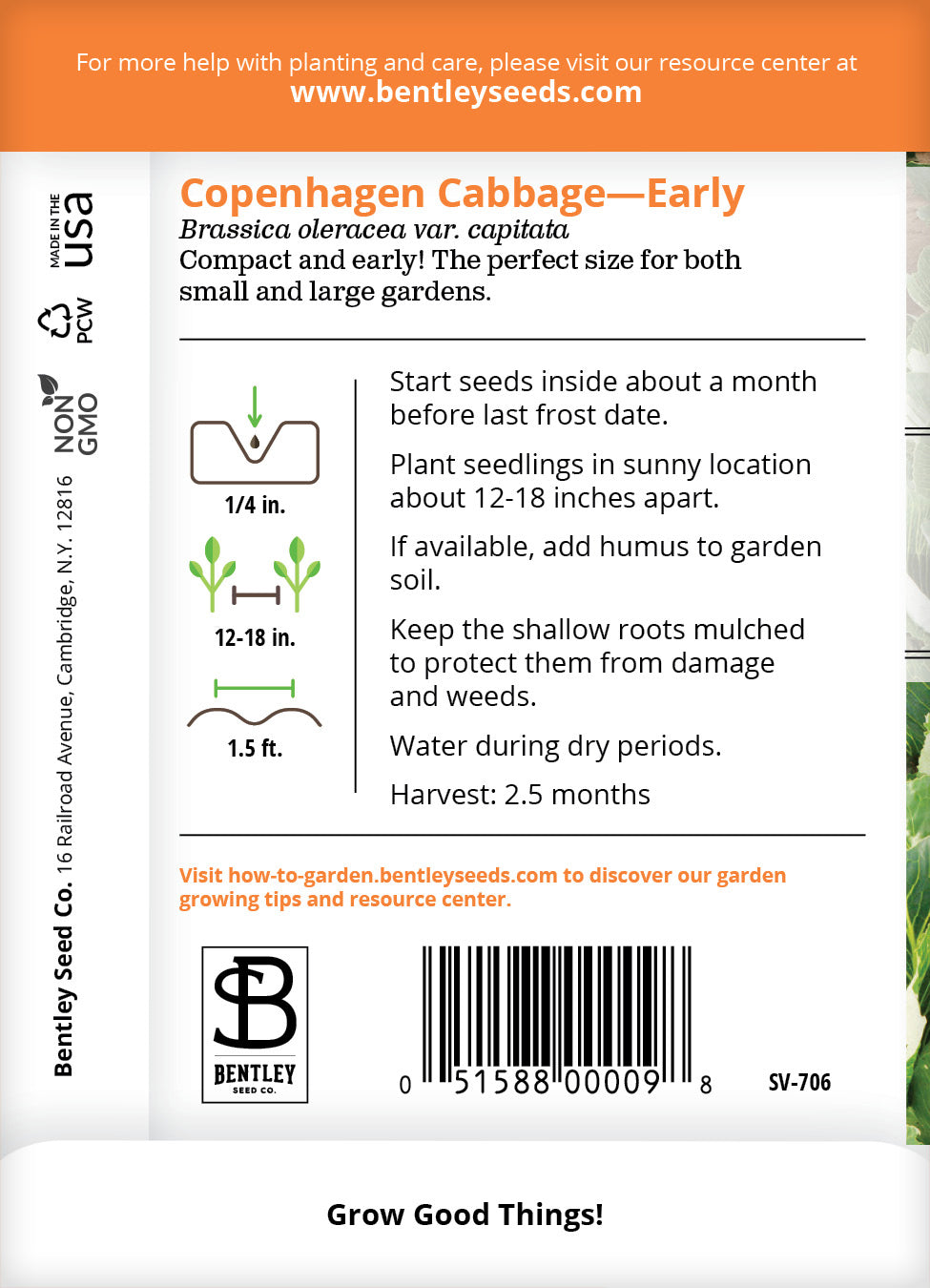 Cabbage, Copenhagen Early Seed Packets seed packet