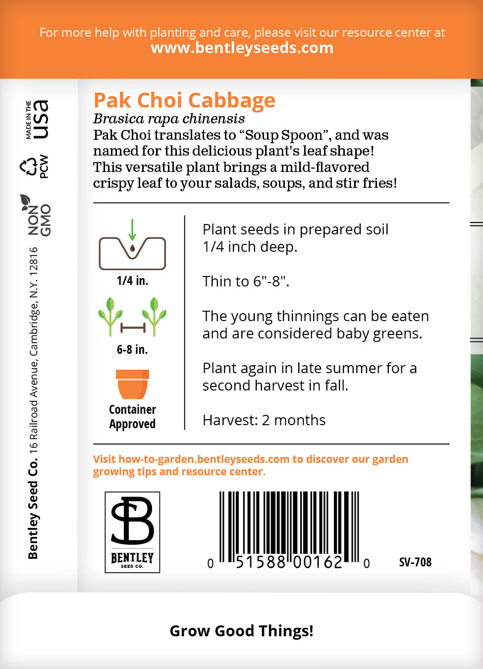 Cabbage, Pak Choi Seed Packets seed packet