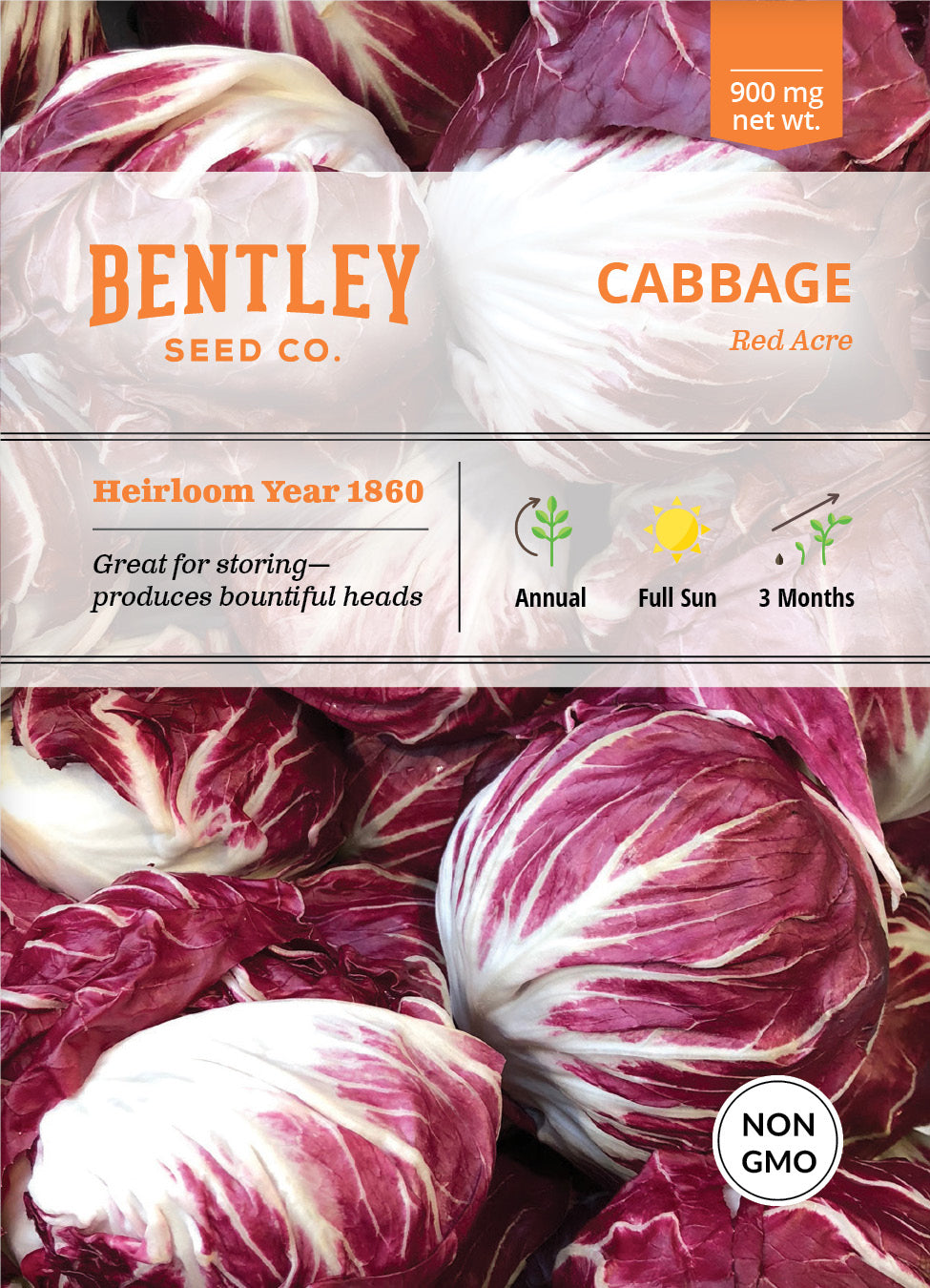 Cabbage, Red Acre Seed Packets garden seeds
