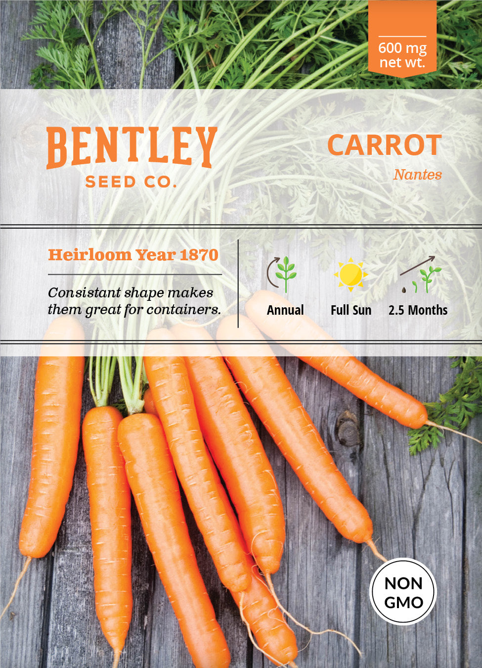 Carrot, Nantes Seed Packets garden seeds