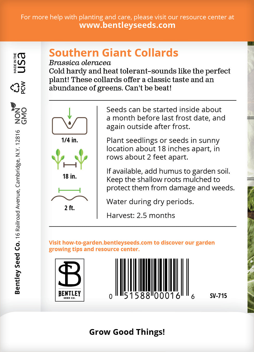 Collards, Southern Giant Seed Packets garden seeds