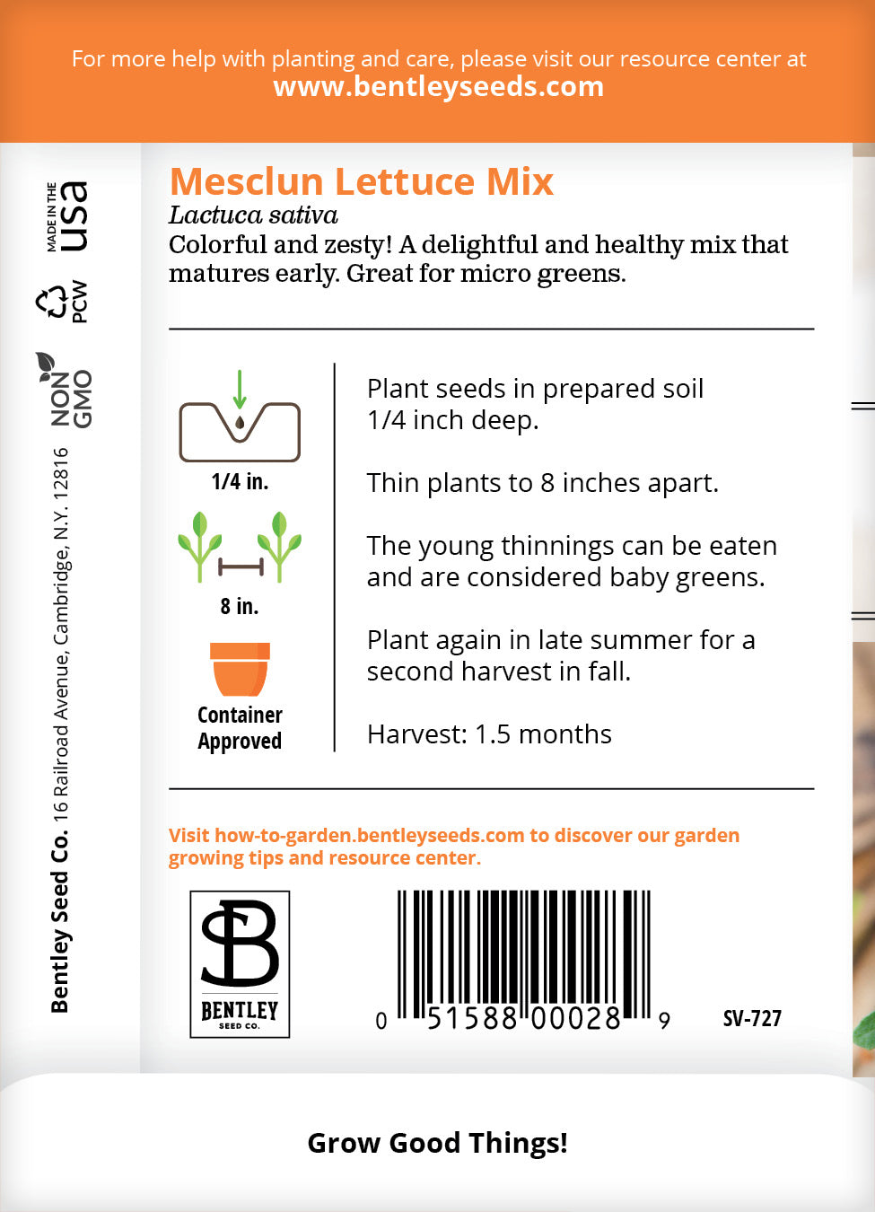 Lettuce, Mesclun Mix Seed Packets garden seeds