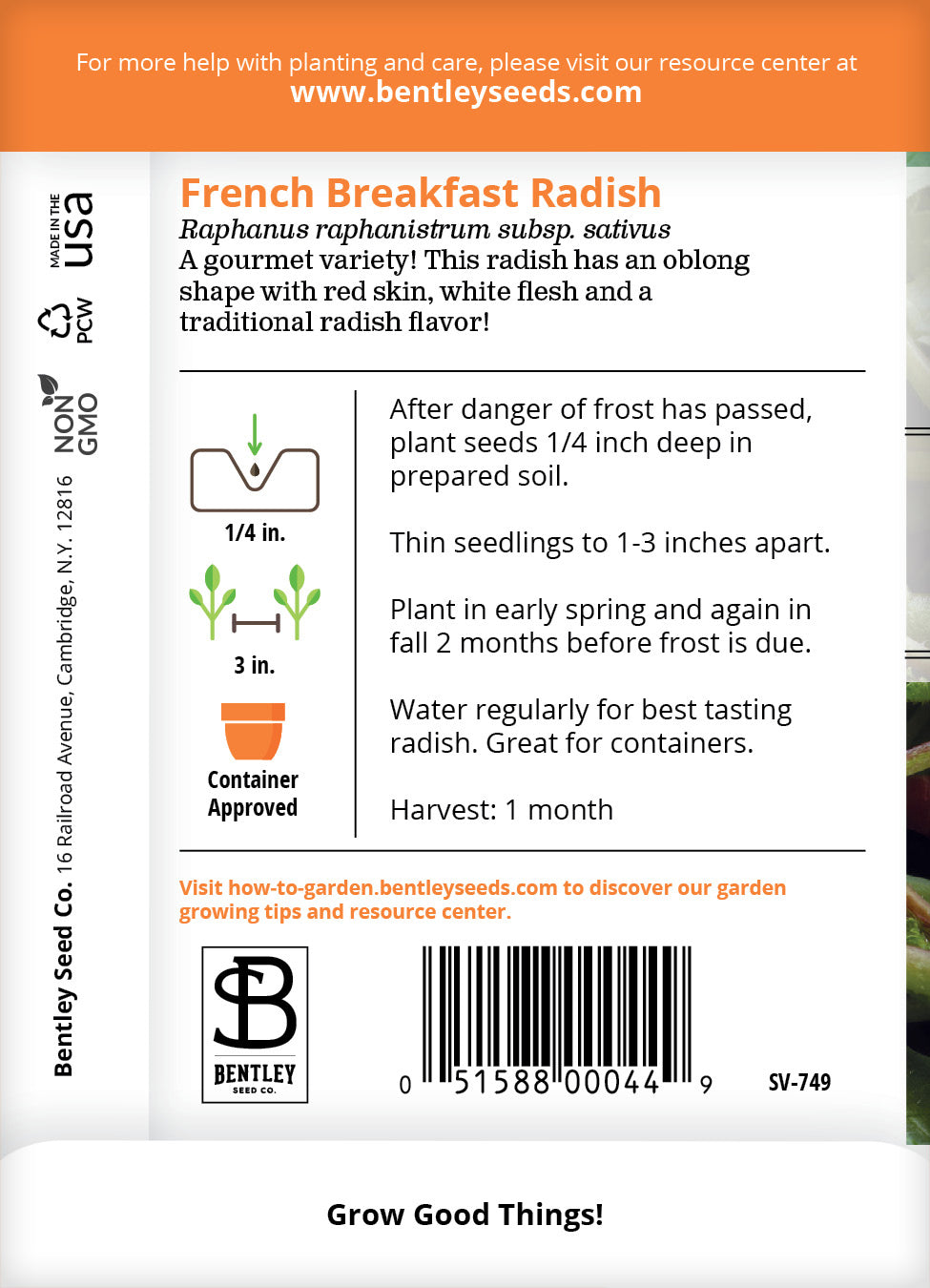 Radish, French Breakfast Seed Packets seed packet