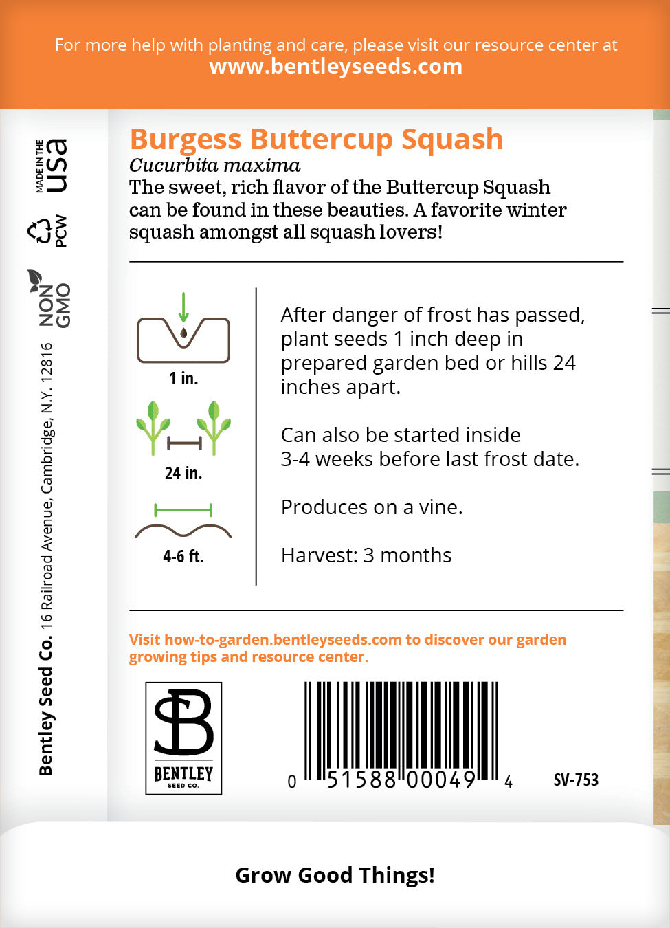 Squash, Buttercup Seed Packets garden seeds