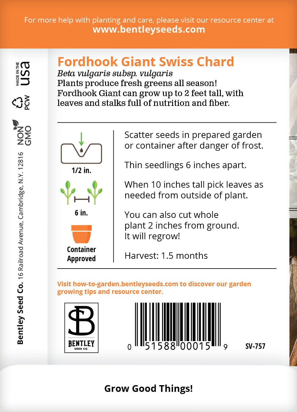 Swiss Chard, Fordhook Giant Seed Packets flower seeds