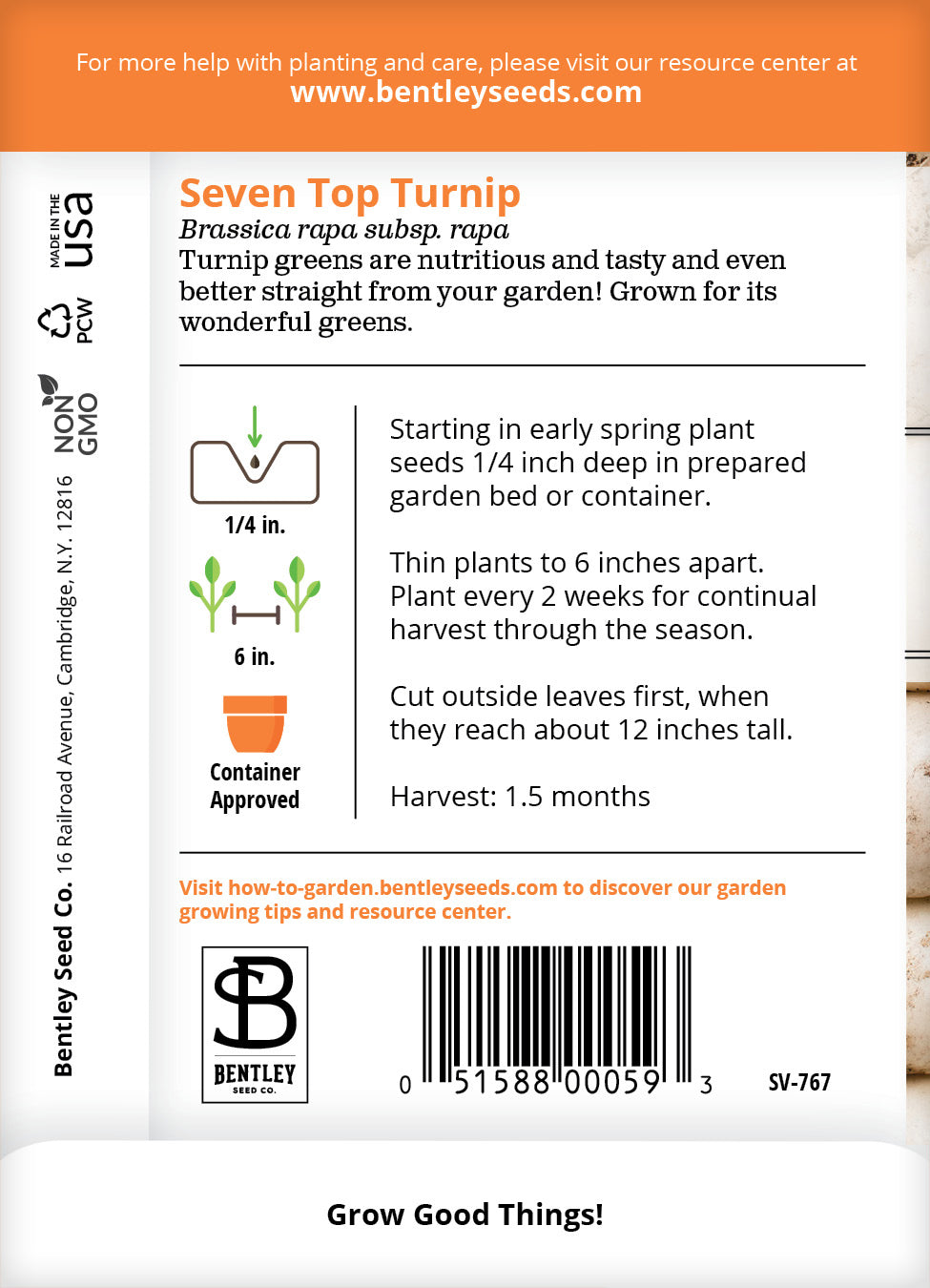 Turnip, Seven Top Seed Packets garden seeds