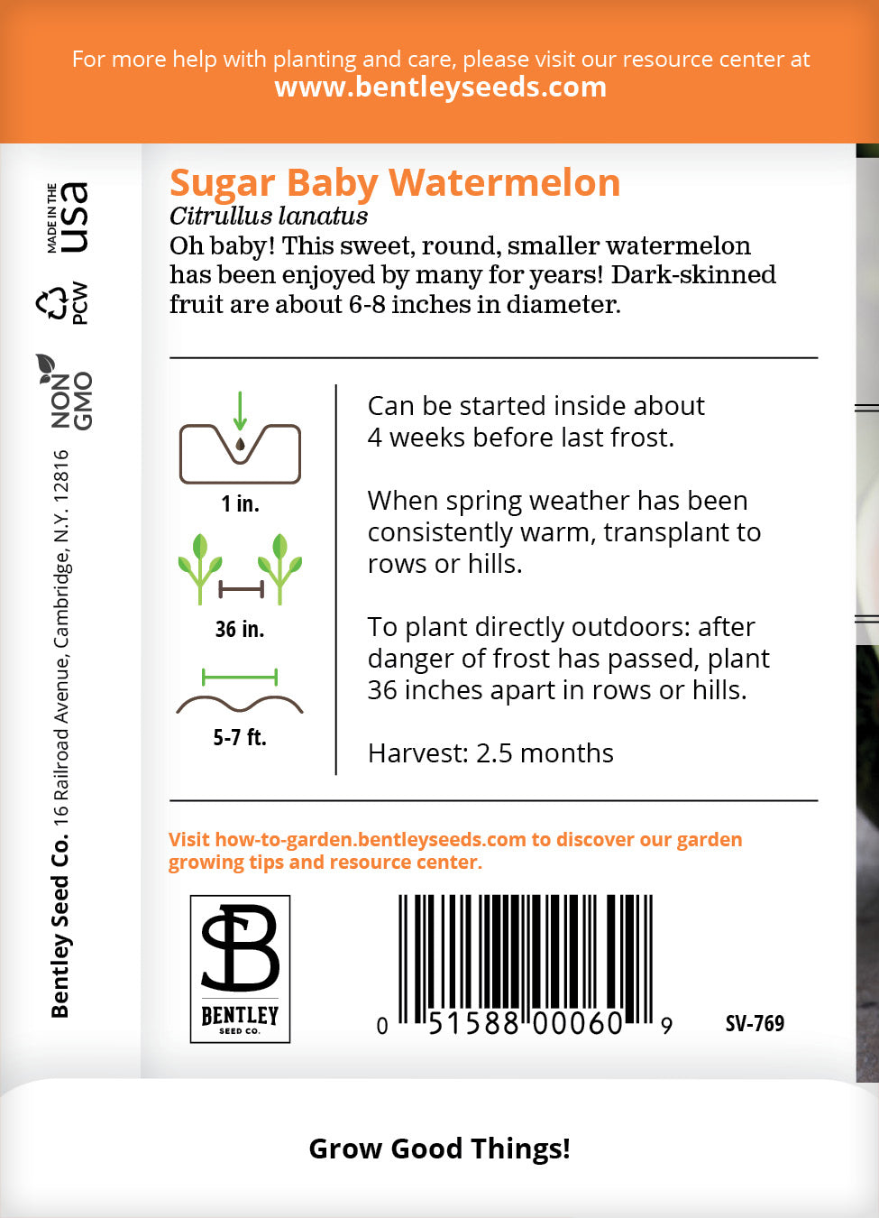 Watermelon, Sugar Baby Seed Packets seed packet