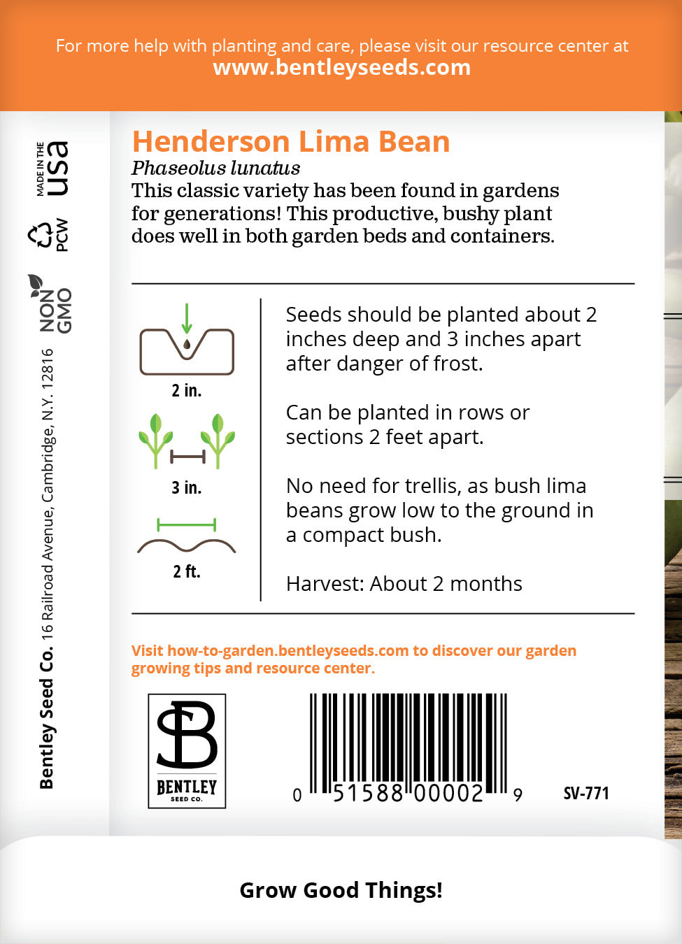 Beans, Henderson's Lima Bean Seed Packets seed packet