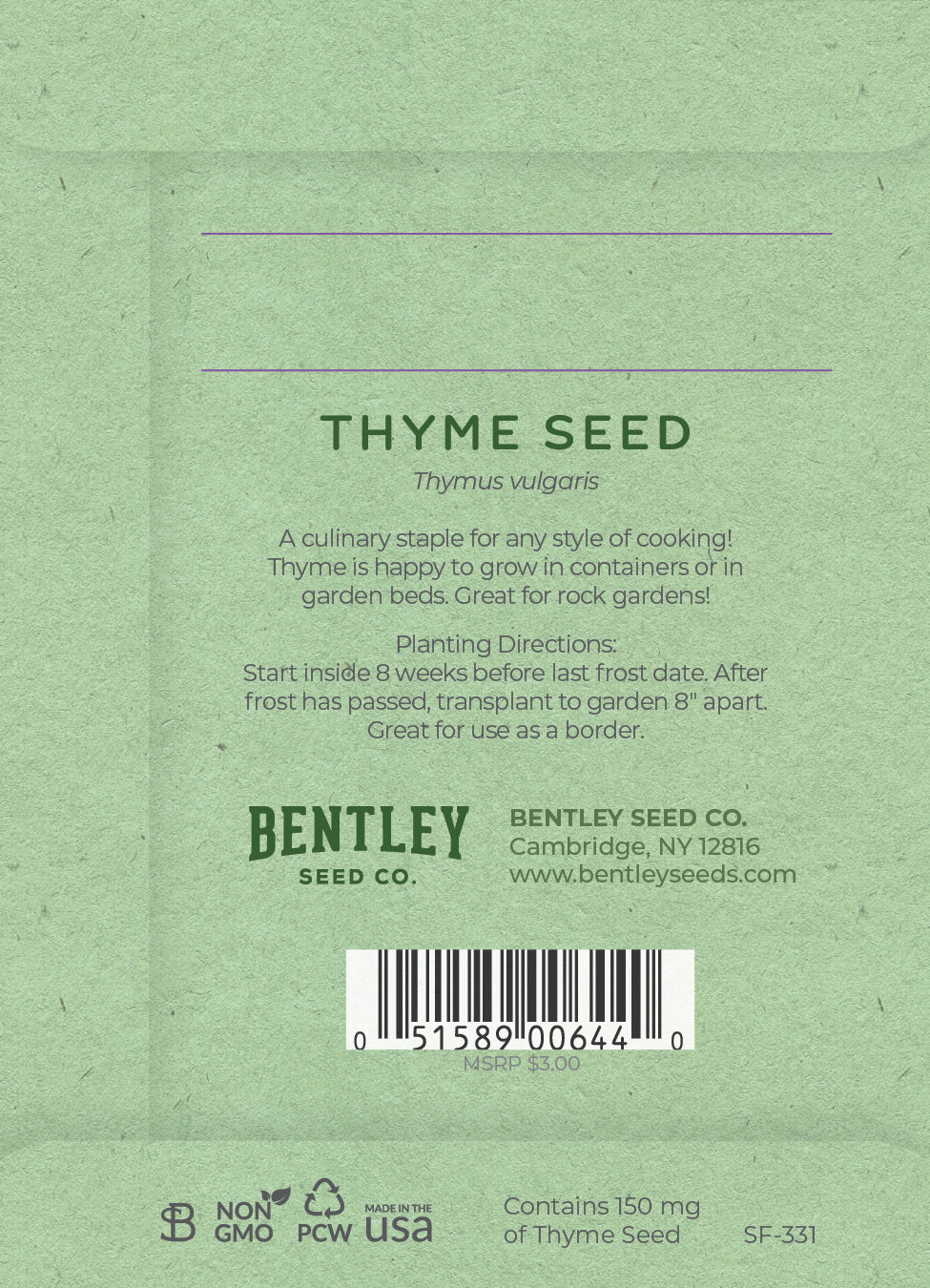 It's Birthday Thyme seed packet