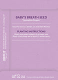 Custom Seed Packets: "Thank You -  Baby Shower" Baby's Breath Flower Seeds Packet Back - Bentley Seed