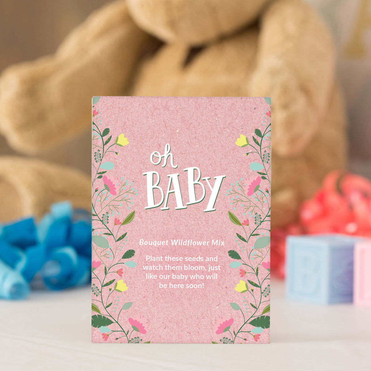 Oh Baby Baby Shower Pink flower seeds