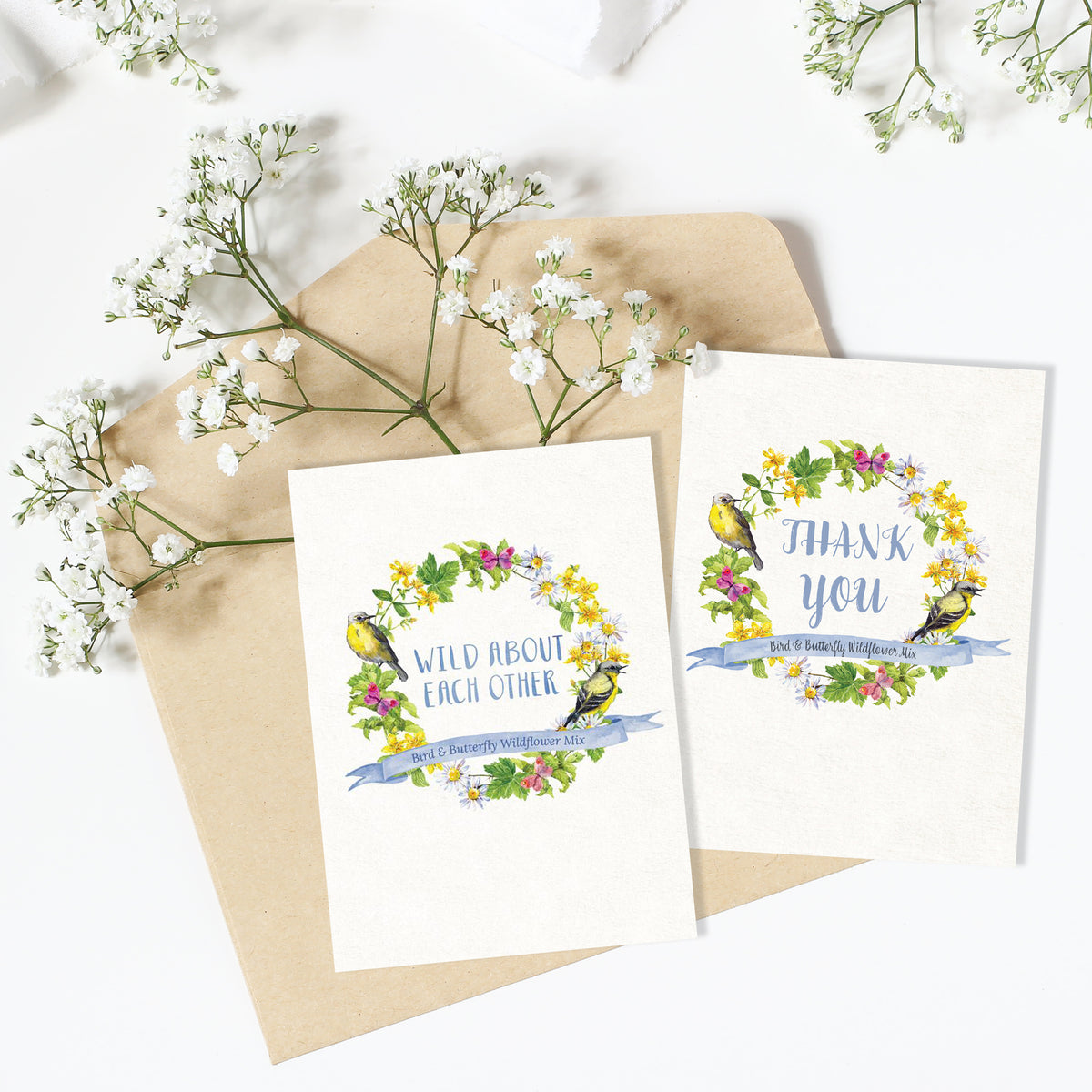 Wild About Each Other Bird & Butterfly Flower Seed Favor seed packet