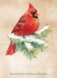 Custom Seed Packets - Snowy Cardinal Gift Tag - Bird & Butterfly Wildflower Mix - Bentley Seeds