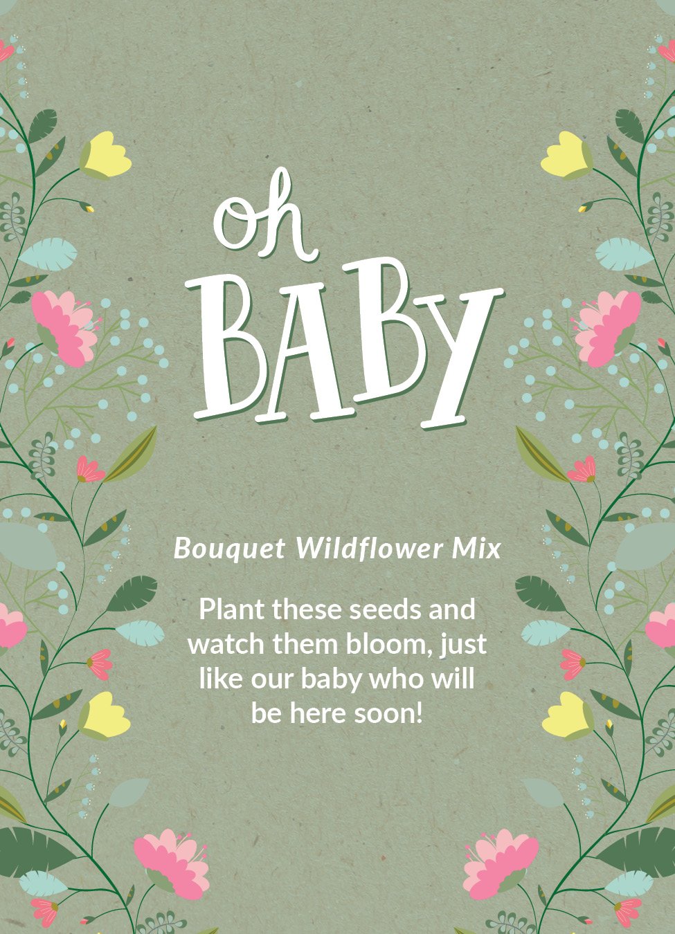 Oh Baby Baby Shower Sage Green seed packet