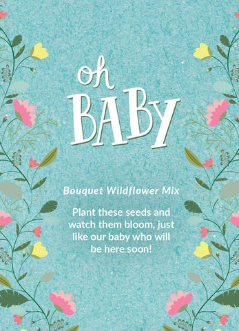 "Oh Baby - Baby Shower" Blue Bouquet Flower Seed Packet Favor - Bentley Seeds